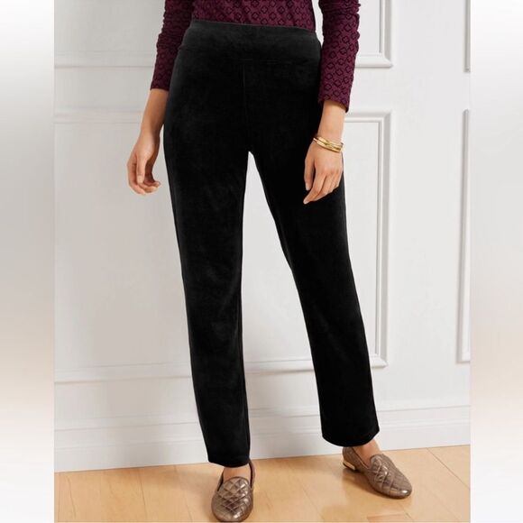 Talbots LP Black Pull-on Velour Lounge Comfortable Pants - Picture 1 of 10